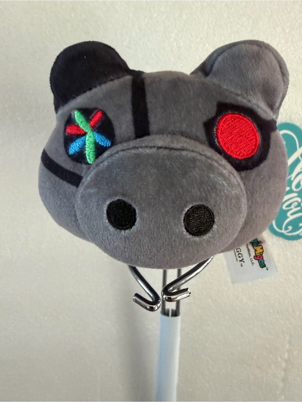 Gray Plush Tech Pig Stuffed Animal - Cute Robot-Inspired Design